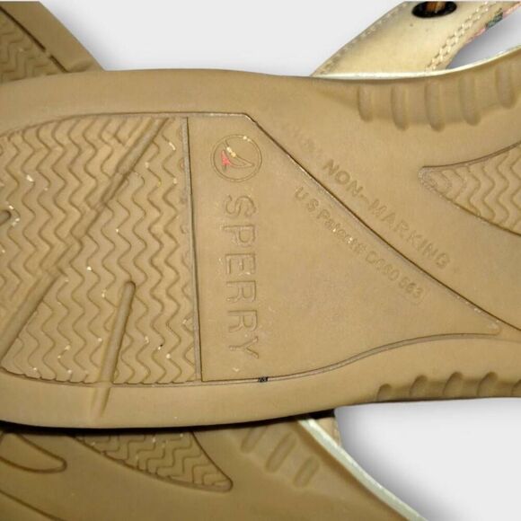 Sperry Womens Seafish Thong Sz 10 Sandals Tan Leather Comfort Cushion Support - Picture 8 of 8